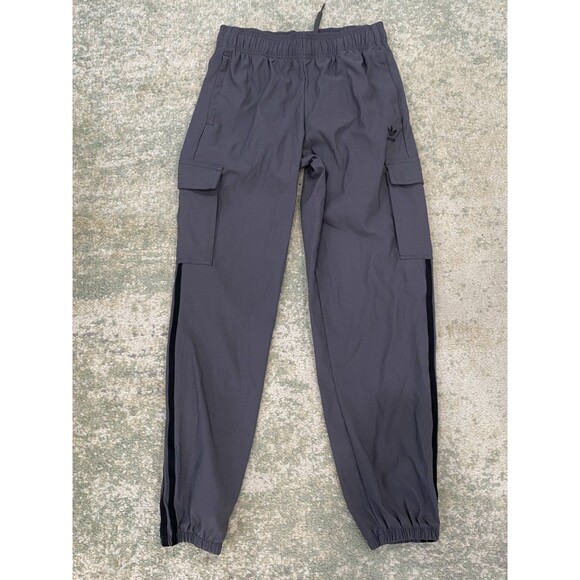 Adidas Cargo Jogger Men's Size LARGE Gray 3-Stripe W/Pockets Tapered Joggers - Picture 1 of 7